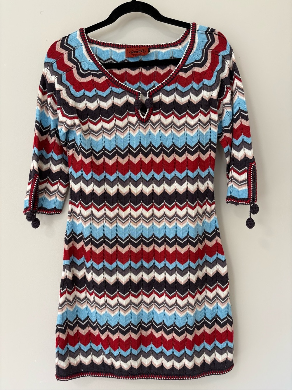 Missoni Zig Zag Chevron Knit Mini Dress Multi-color Wool Blend Sz S
